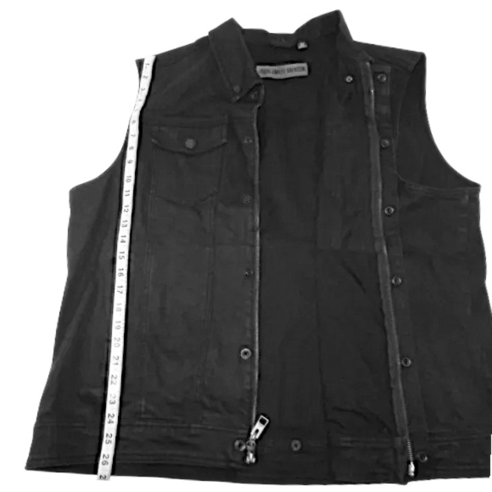 Harley-Davidson Men’s Black Denim Riding Vest – 2XL Slim - Picture 3 of 4
